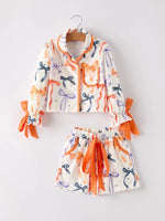 Rylee Faith Designs Cozy Halloween Pajama Set with Bow Print for Moms and Kids - Apparel & Accessories > Clothing > Sleepwear & Loungewear > Pajamas Pajamas