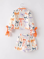 Rylee Faith Designs Cozy Halloween Pajama Set with Bow Print for Moms and Kids - Apparel & Accessories > Clothing > Sleepwear & Loungewear > Pajamas Pajamas