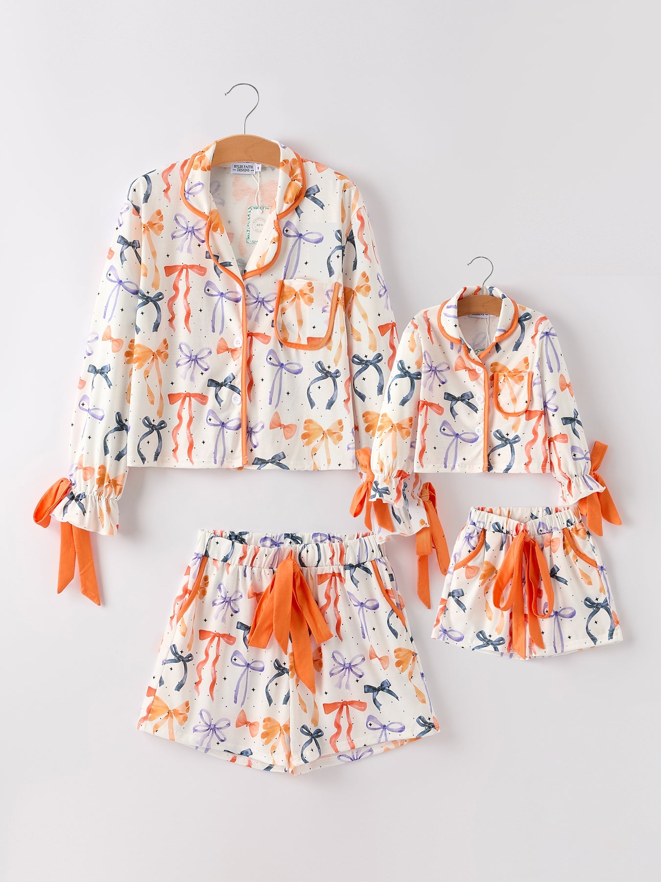 Halloween Mommy and Me Bow Print Polyester Spandex Loungewear Set by Rylee Faith Designs