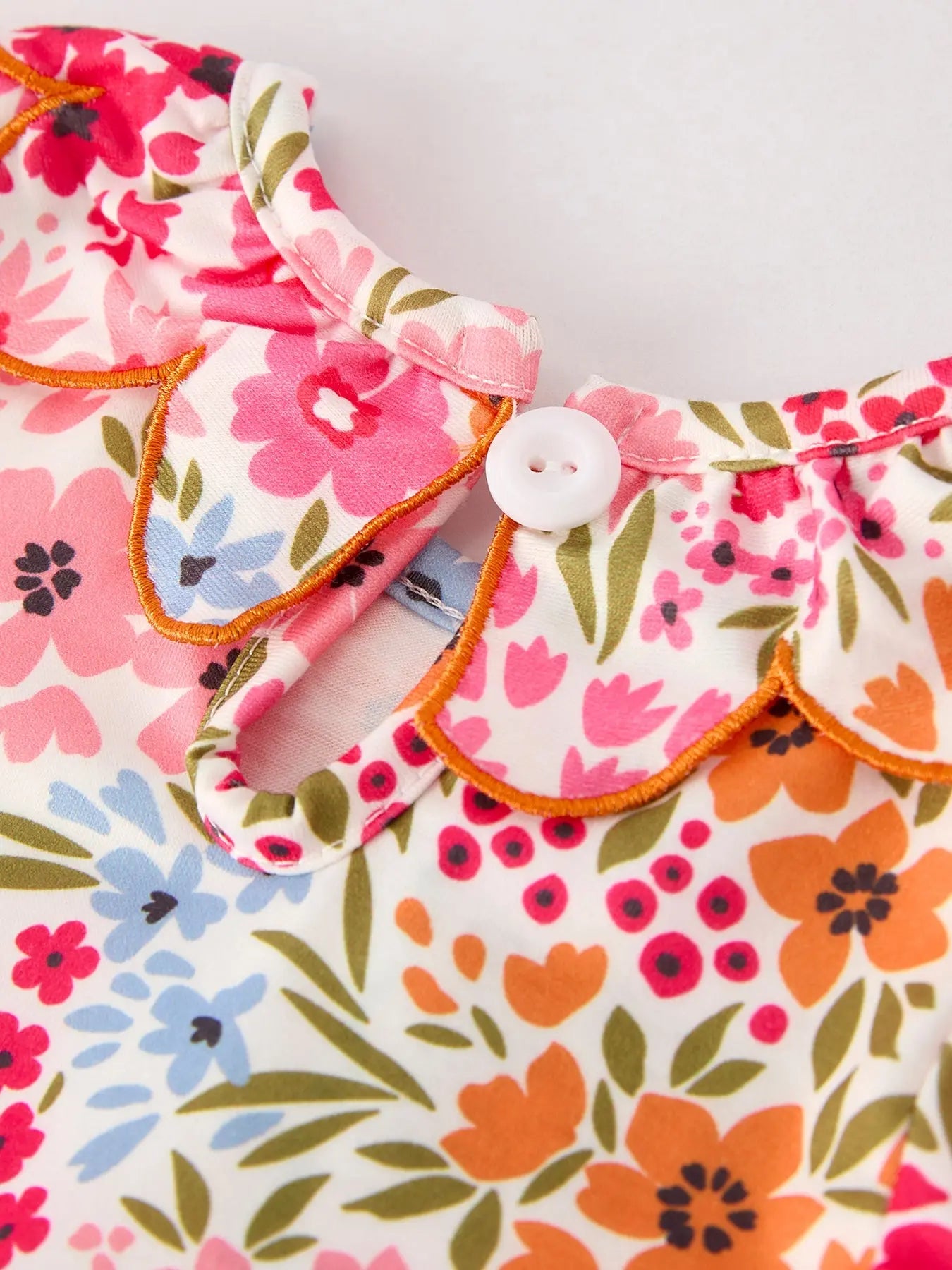 Adorable Pumpkin Bow Smock Romper with Floral Embroidery for Baby Girls Rylee Faith Designs