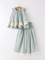 Denim Lace Girls Two-Piece Set, Summer by Rylee Faith Designs (view 2 of 11)