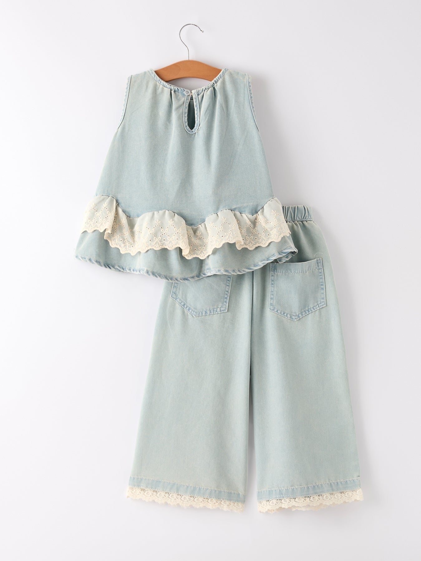 Denim Lace Girls Two-Piece Set, Summer by Rylee Faith Designs (view 7 of 11)