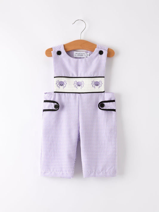 Autumn Spider Smock Embroidery Romper for Baby Boy Outfit Rylee Faith Designs Everetts Place: Online Boutique