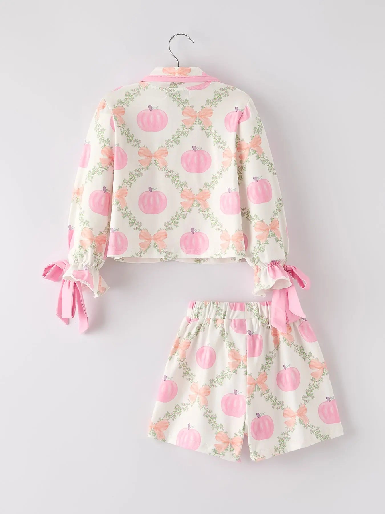 Adorable Halloween Pumpkin Floral Print Pajama Set for Girls Rylee Faith Designs