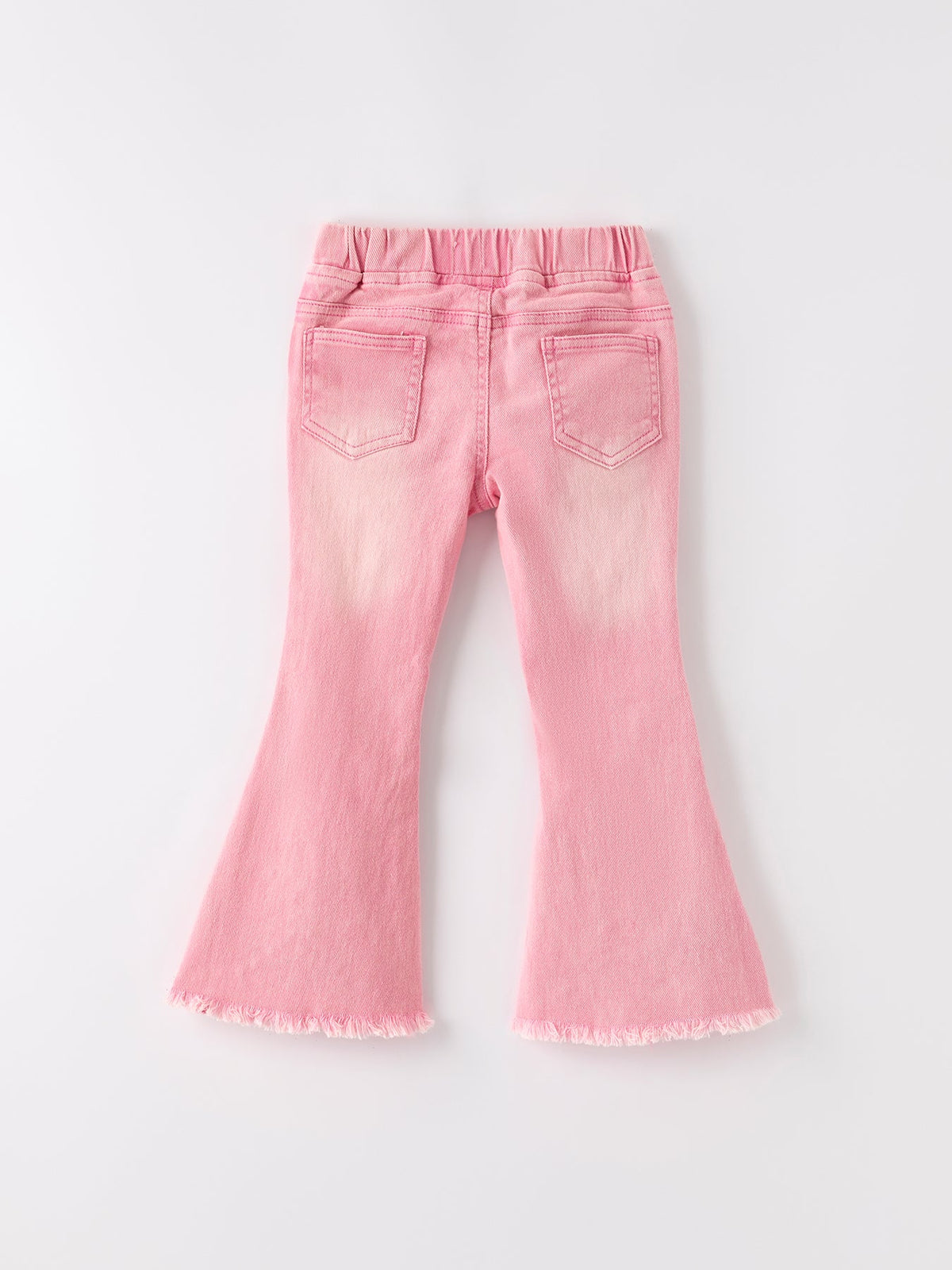 Pink Flared Elastic Jeans Denim pant by Rylee Faith Designs