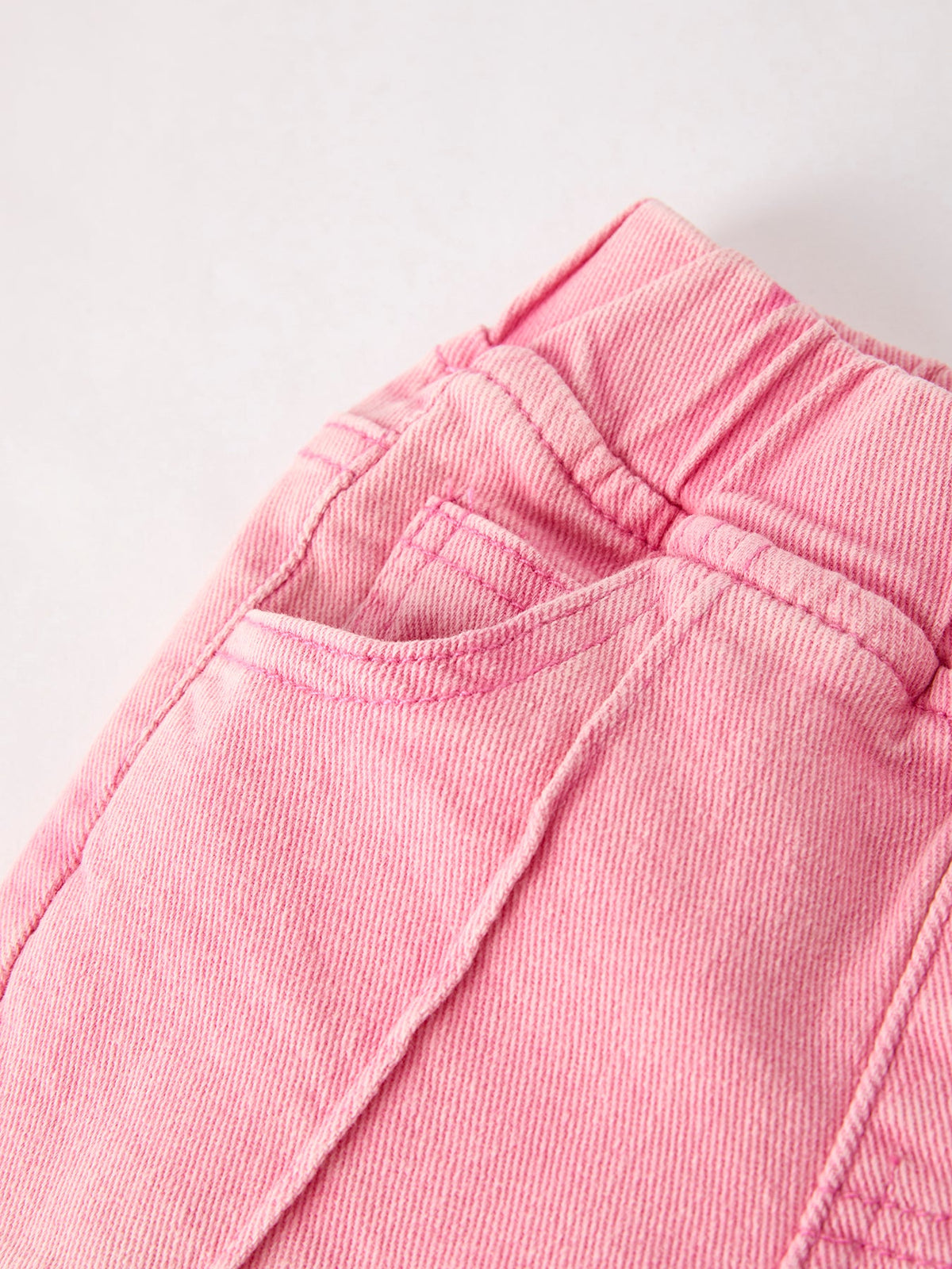Pink Flared Elastic Jeans Denim pant by Rylee Faith Designs