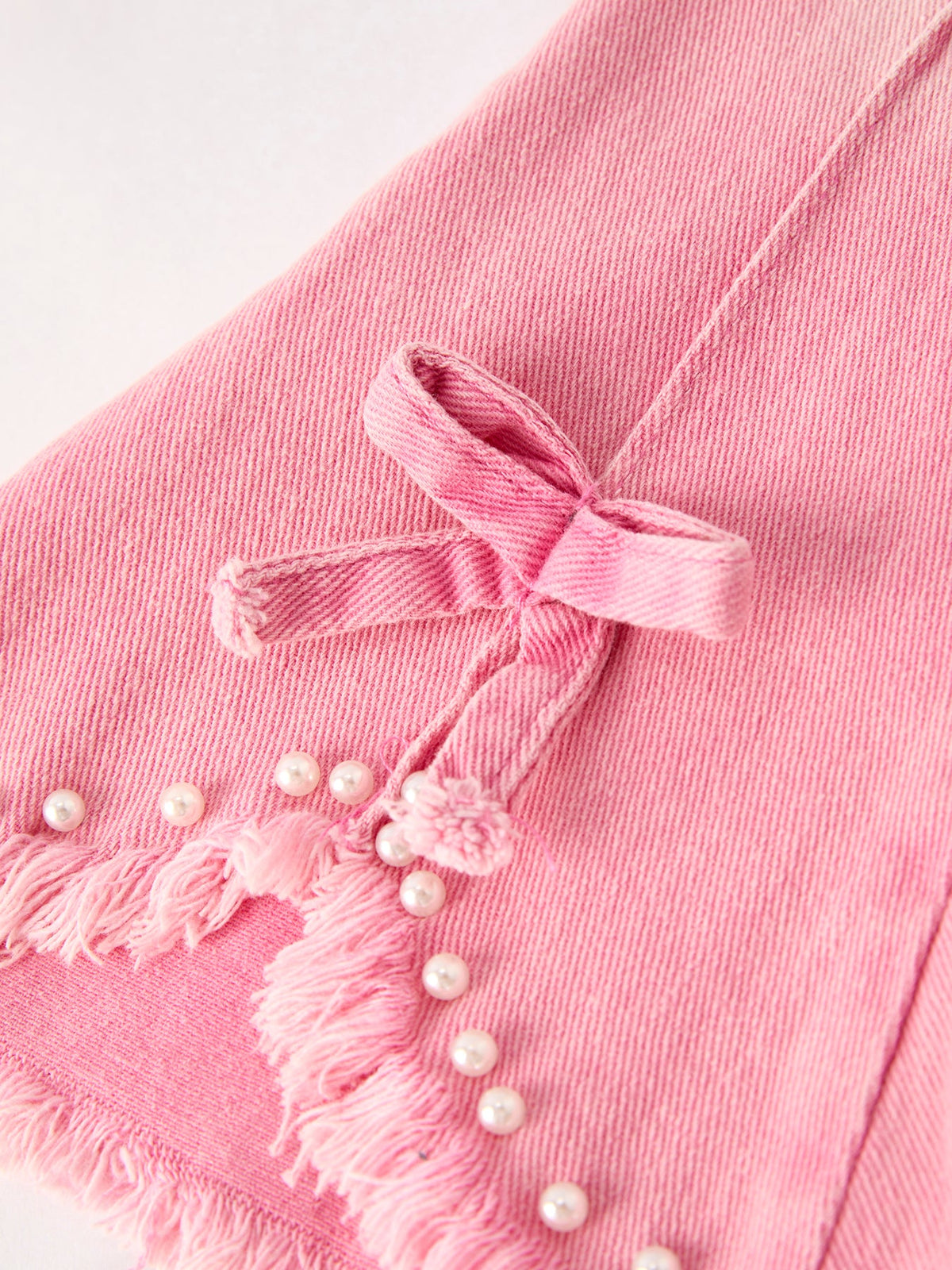 Pink Flared Elastic Jeans Denim pant by Rylee Faith Designs