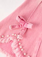 Pink Flared Elastic Jeans Denim pant by Rylee Faith Designs