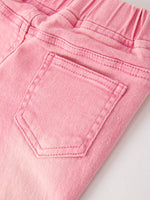 Pink Flared Elastic Jeans Denim pant by Rylee Faith Designs