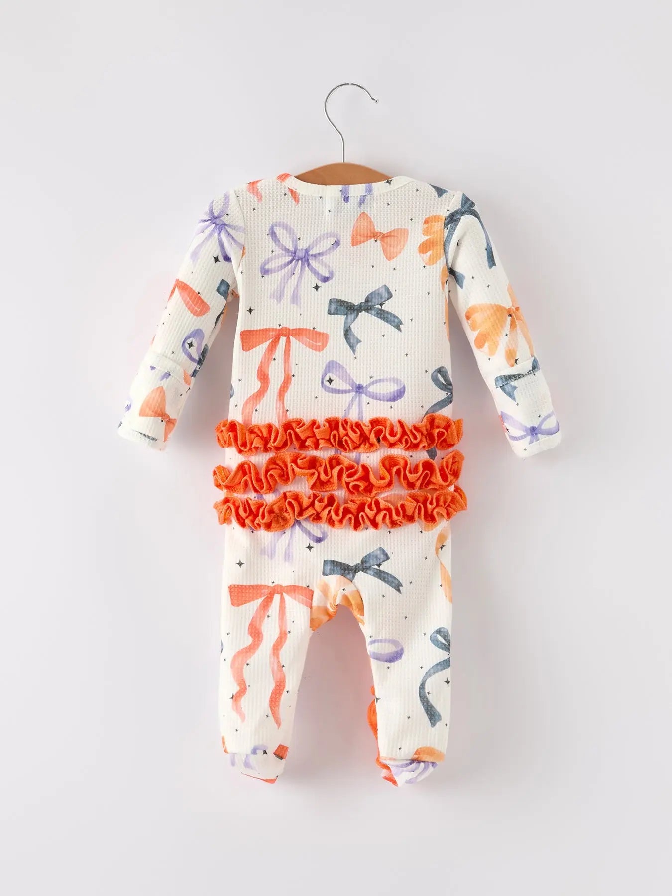 Rylee Faith Designs Cozy Halloween Bow Print Pajama Romper for Moms and Daughters - Apparel & Accessories > Clothing > Baby & Toddler Clothing > Baby & Toddler Outfits Romper