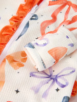 Rylee Faith Designs Cozy Halloween Bow Print Pajama Romper for Moms and Daughters - Apparel & Accessories > Clothing > Baby & Toddler Clothing > Baby & Toddler Outfits Romper