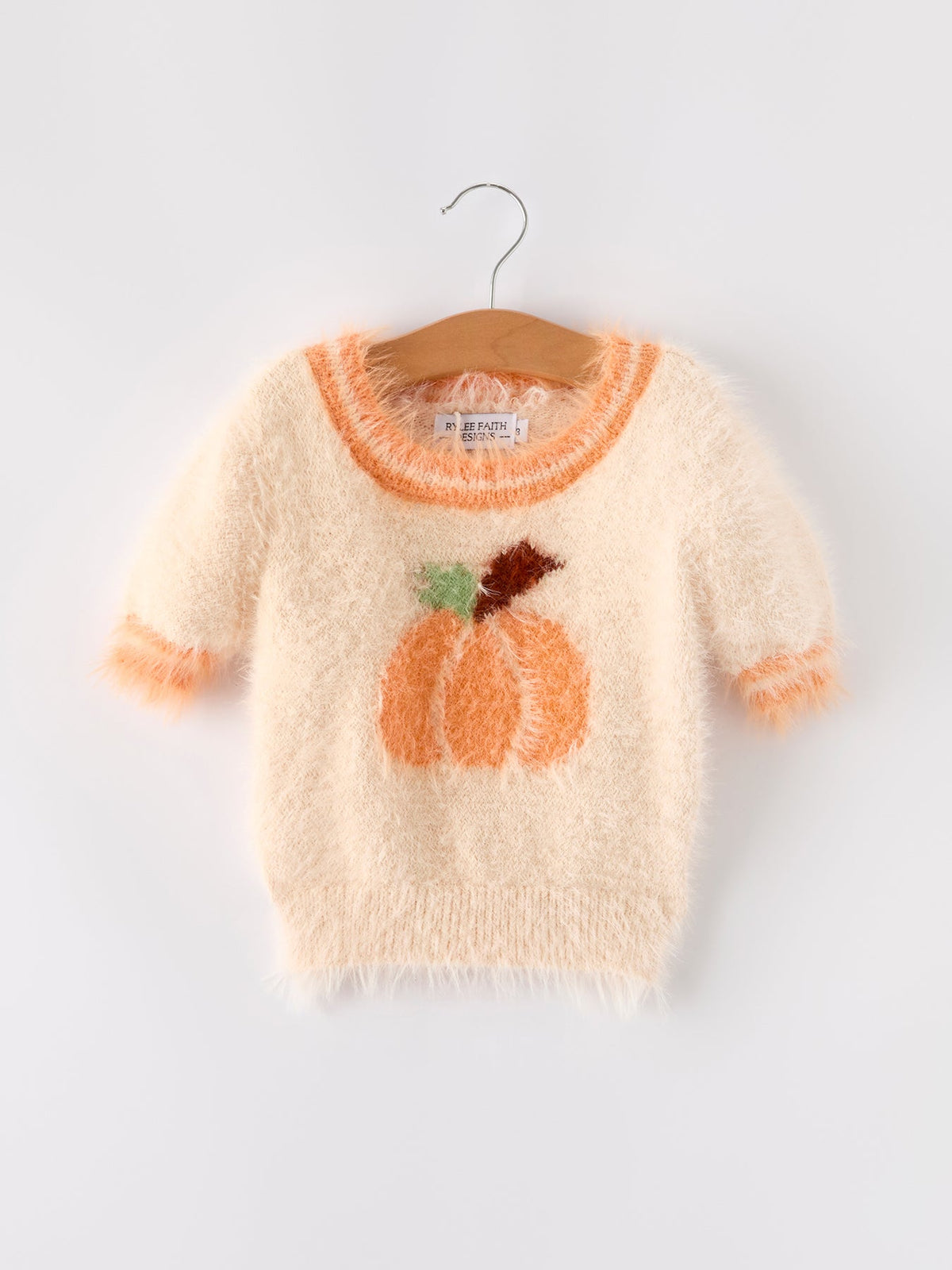 Fall Pumpkin Orange Girls Pullover Sweater by Rylee Faith Designs
