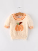 Rylee Faith Designs Vibrant Orange Pullover Sweater for Girls with Cozy Halloween Design - Apparel & Accessories > Clothing > Baby & Toddler Clothing > Baby & Toddler Tops > Sweaters Top