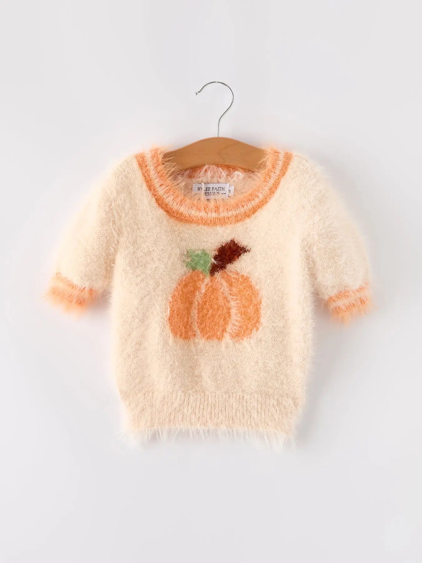 Rylee Faith Designs Vibrant Orange Pullover Sweater for Girls with Cozy Halloween Design - Apparel & Accessories > Clothing > Baby & Toddler Clothing > Baby & Toddler Tops > Sweaters Top