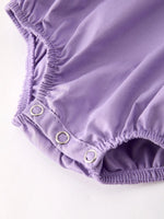 Rylee Faith Designs Adorable Purple Halloween Smock Romper with Embroidery for Baby Girls - Apparel & Accessories > Clothing > Baby & Toddler Clothing > Baby One-Pieces Romper
