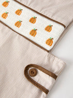 Rylee Faith Designs Seasonal Pumpkin Smock Embroidered Romper for Baby Boys Fall Fashion - Apparel & Accessories > Clothing > Baby & Toddler Clothing > Baby & Toddler Outfits Romper