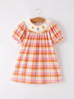 Rylee Faith Designs Charming Embroidered Plaid Dress with Pumpkin Bow for Girls - Apparel & Accessories > Clothing > Baby & Toddler Clothing > Baby & Toddler Dresses Dress