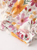Rylee Faith Designs Charming Pumpkin Embroidery Smock Floral Romper for Baby Girls - Apparel & Accessories > Clothing > Baby & Toddler Clothing > Baby One-Pieces Romper