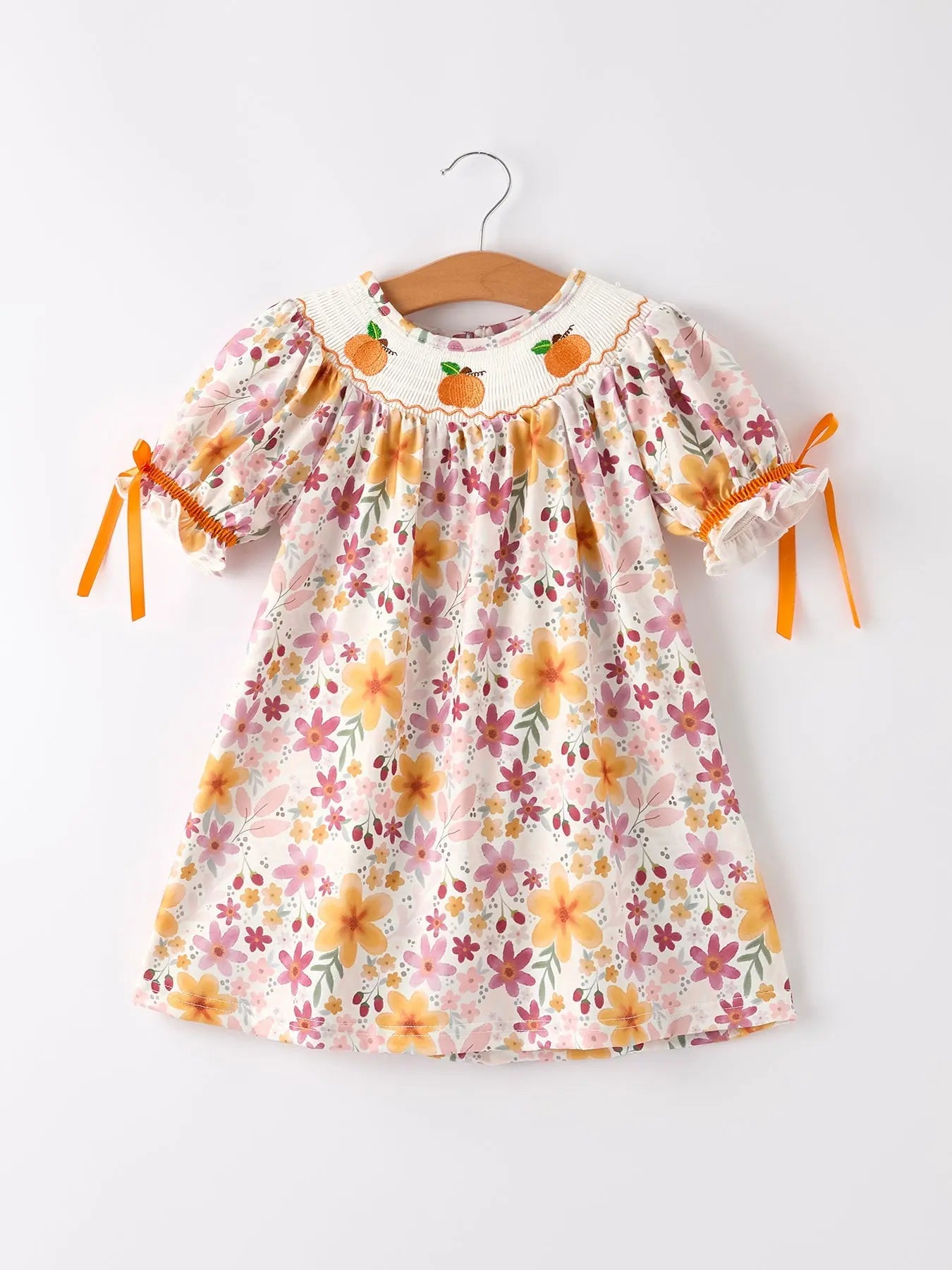 Adorable Baby Girl Dress with Pumpkin Embroidery for Fall Celebrations Rylee Faith Designs