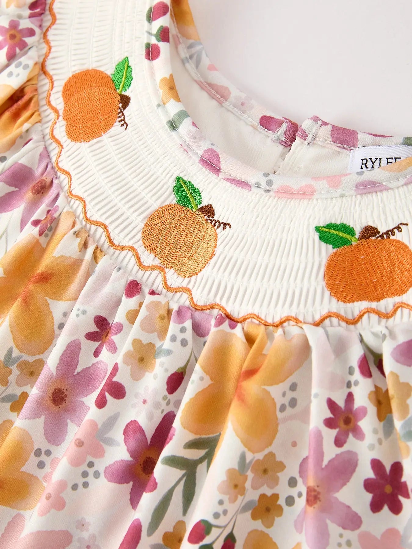 Adorable Baby Girl Dress with Pumpkin Embroidery for Fall Celebrations Rylee Faith Designs