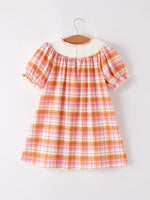 Rylee Faith Designs Charming Embroidered Plaid Dress with Pumpkin Bow for Girls - Apparel & Accessories > Clothing > Baby & Toddler Clothing > Baby & Toddler Dresses Dress