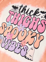 Rylee Faith Designs Trendy Halloween Outfit with Bleached Letter Top and Flared Pants for Women - Apparel & Accessories > Clothing > Outfit Sets Outfit
