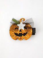 Rylee Faith Designs Sparkling Pumpkin Hair Clip with Dazzling Design for Halloween Celebrations - Apparel & Accessories > Clothing Accessories > Hair Accessories > Hair Pins, Claws & Clips Bows
