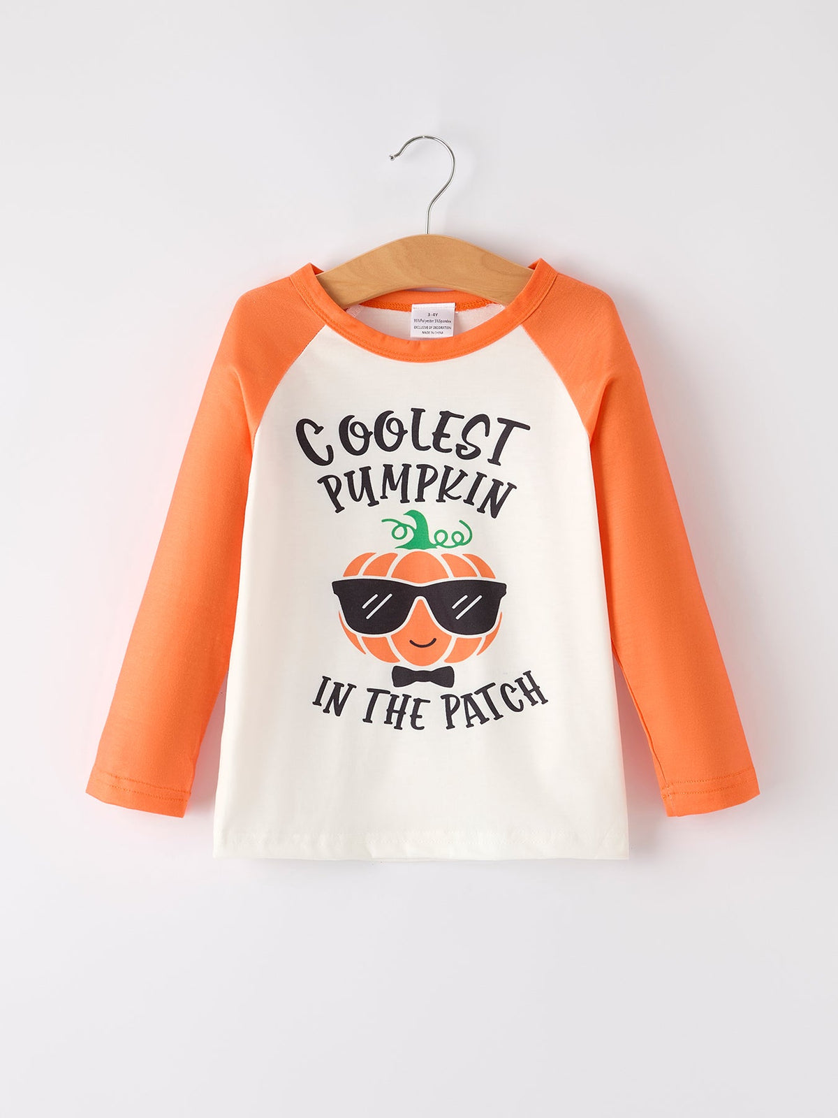 Thanksgiving Pumpkin Letters Print Long Sleeve Boys Top by Rylee Faith Designs