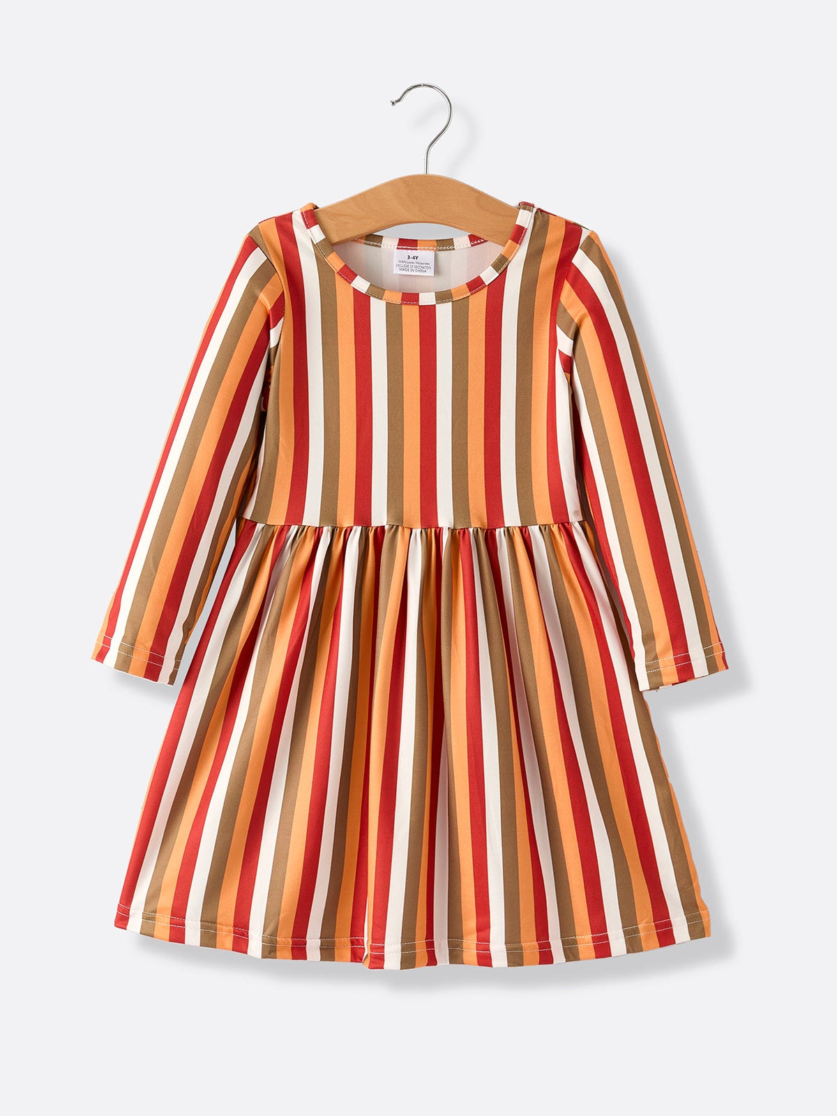 2 Piece Thanksgiving Pumpkin Stripe Print Girls Dress Set by Rylee Faith Designs