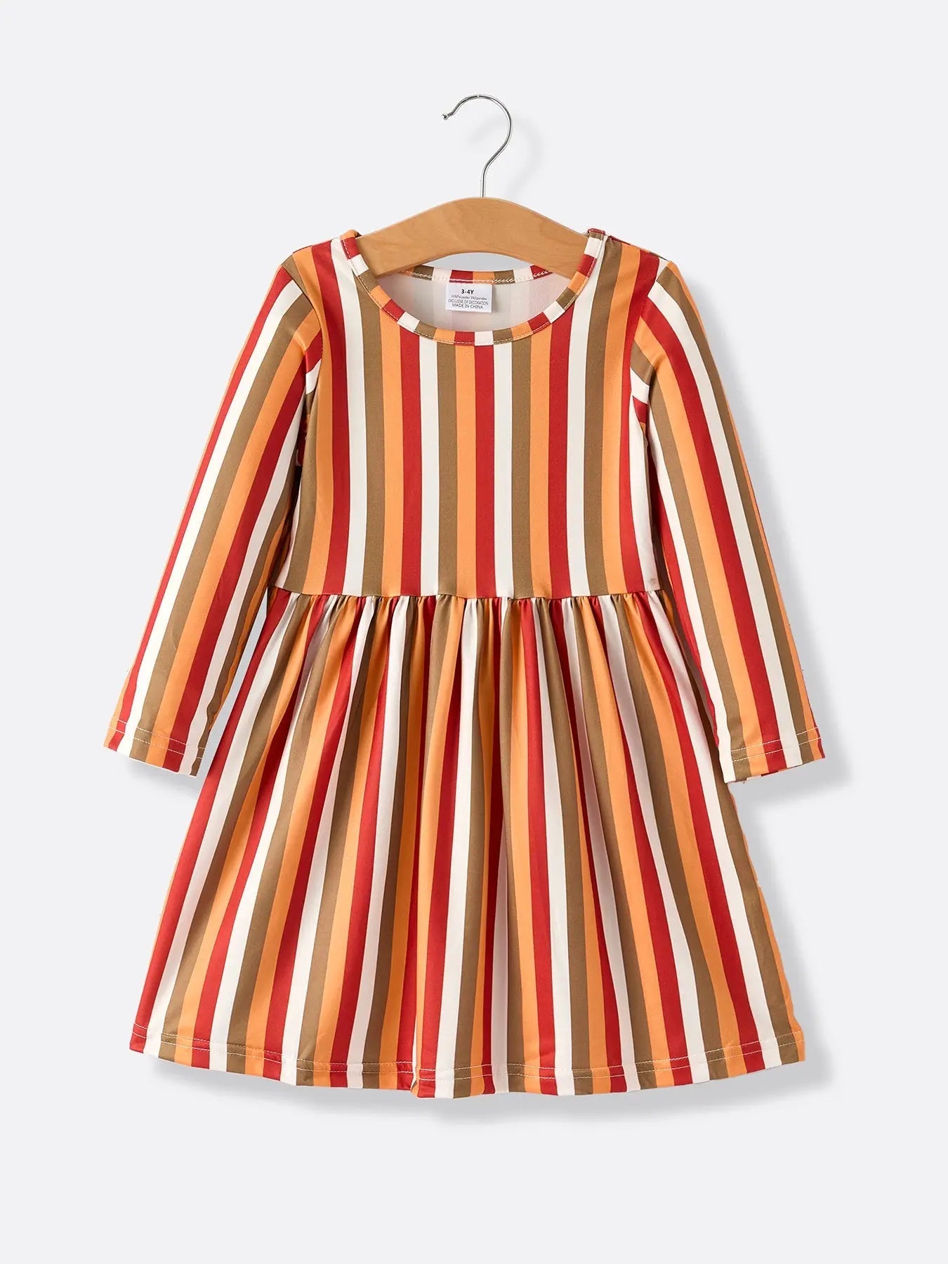 Charming Thanksgiving Pumpkin Stripe Print Dress Set for Little Girls Rylee Faith Designs