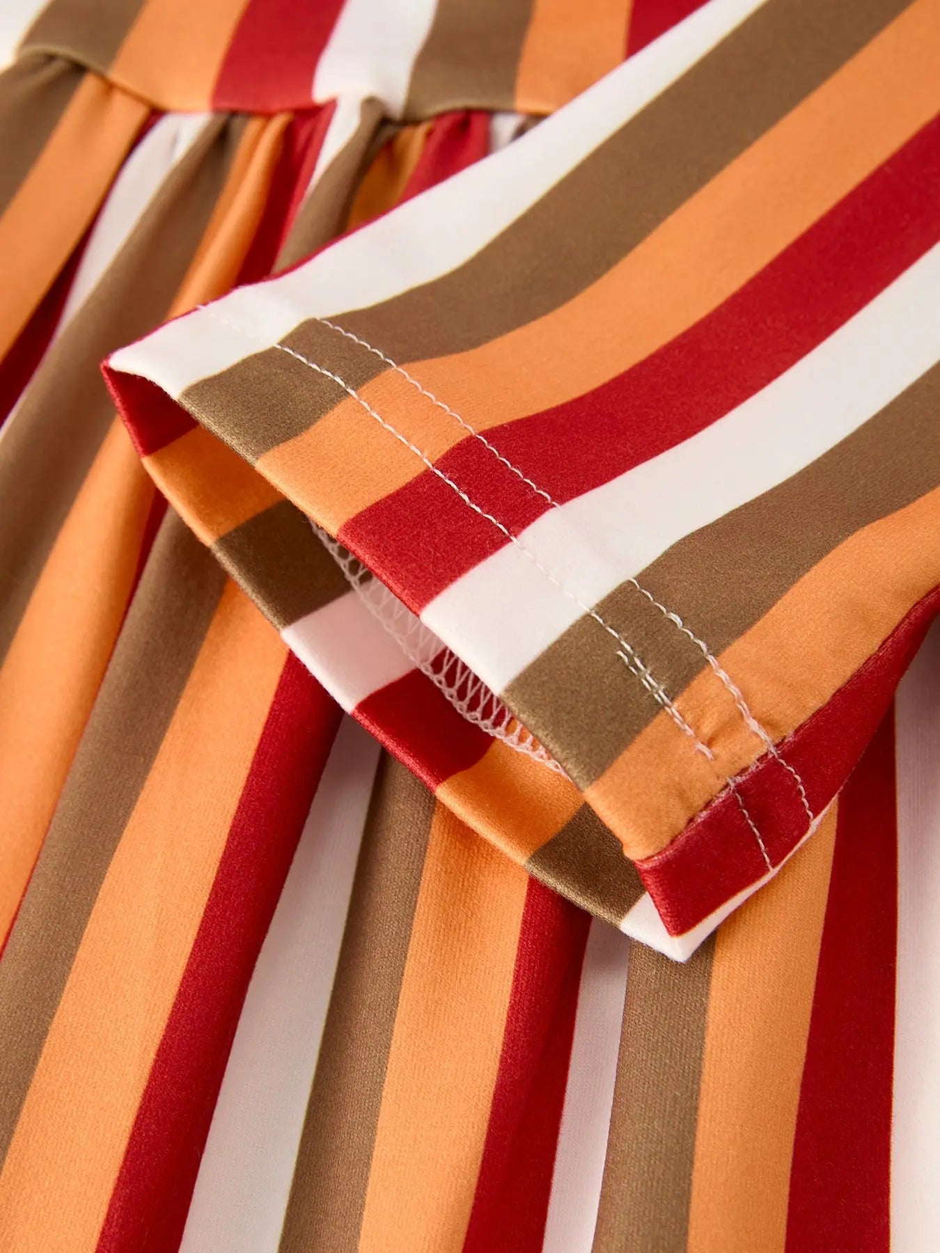 Charming Thanksgiving Pumpkin Stripe Print Dress Set for Little Girls Rylee Faith Designs