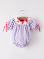 Rylee Faith Designs Adorable Purple Halloween Spider Smock Romper for Girls Festive Wear - Apparel & Accessories > Clothing > Baby & Toddler Clothing > Baby One-Pieces Romper