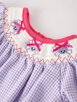 Rylee Faith Designs Adorable Purple Halloween Spider Smock Romper for Girls Festive Wear - Apparel & Accessories > Clothing > Baby & Toddler Clothing > Baby One-Pieces Romper