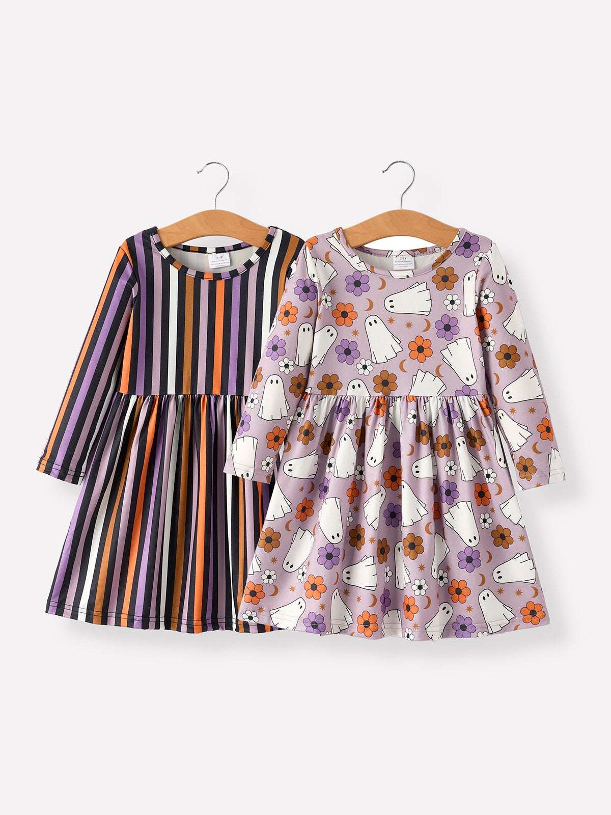 2 Piece Halloween Ghost Striped Girls Dress Set by Rylee Faith Designs