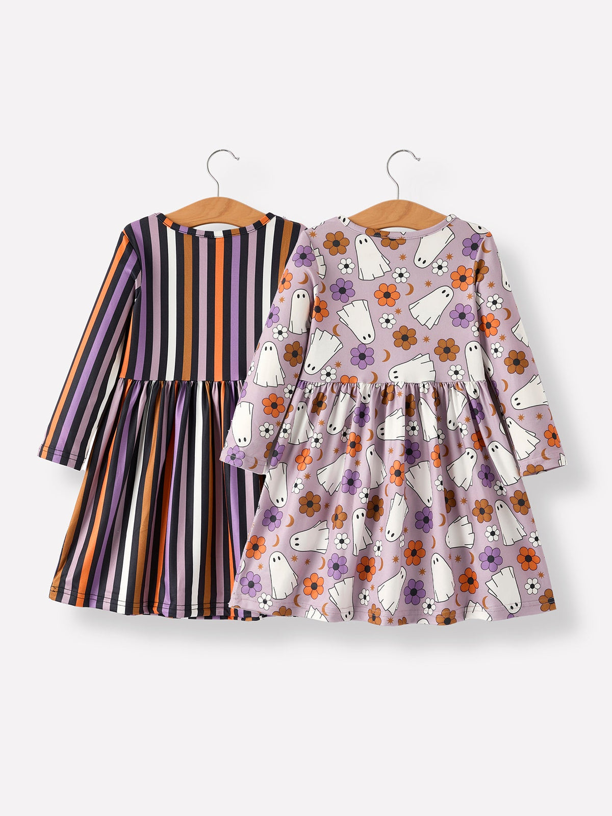 2 Piece Halloween Ghost Striped Girls Dress Set by Rylee Faith Designs