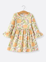 Rylee Faith Designs Festive Pumpkin Plaid Dress Set for Girls Perfect for Thanksgiving Celebrations - Apparel & Accessories > Clothing > Dresses Dress