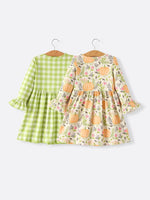 Rylee Faith Designs Festive Pumpkin Plaid Dress Set for Girls Perfect for Thanksgiving Celebrations - Apparel & Accessories > Clothing > Dresses Dress