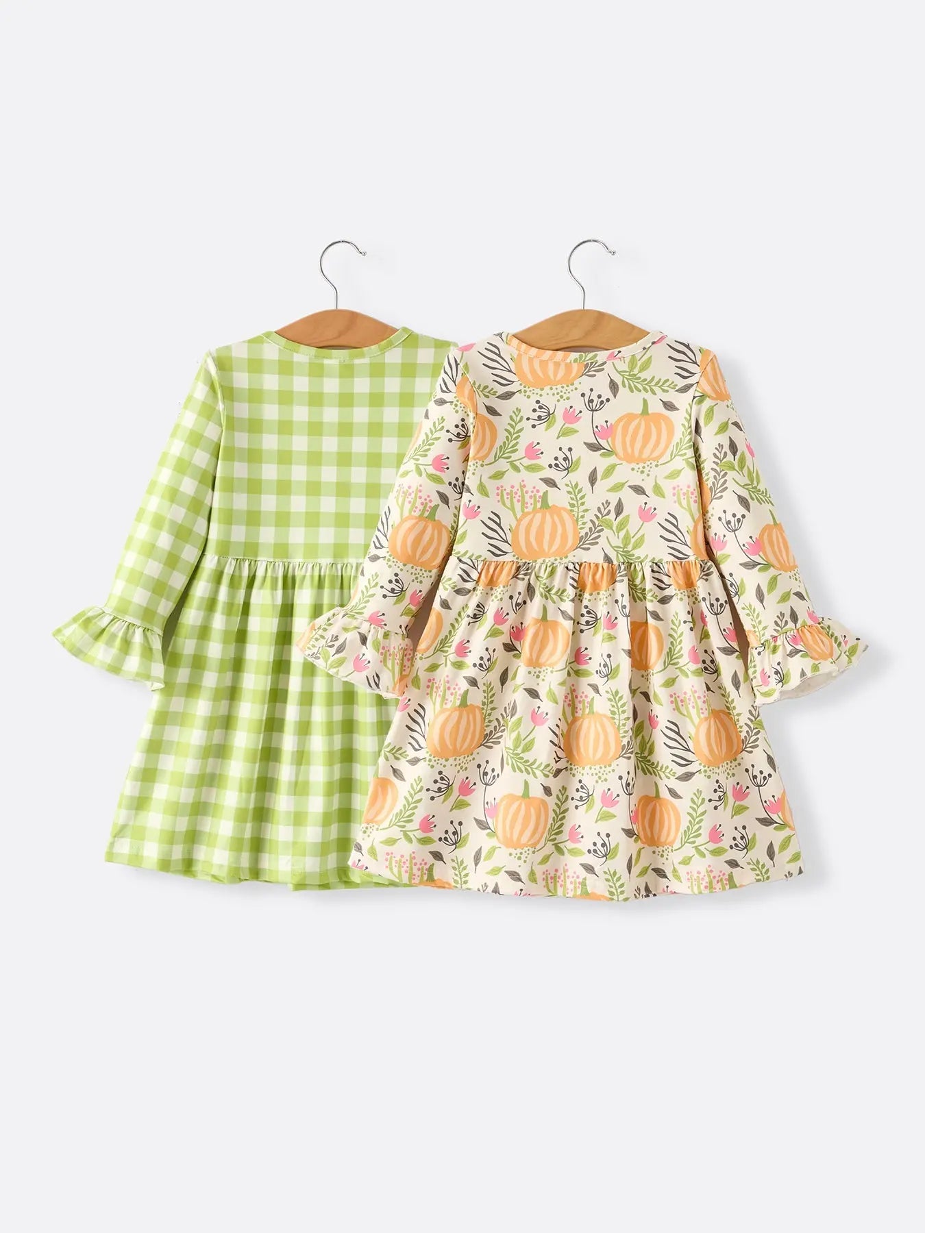 Festive Pumpkin Plaid Dress Set for Girls Perfect for Thanksgiving Celebrations Rylee Faith Designs