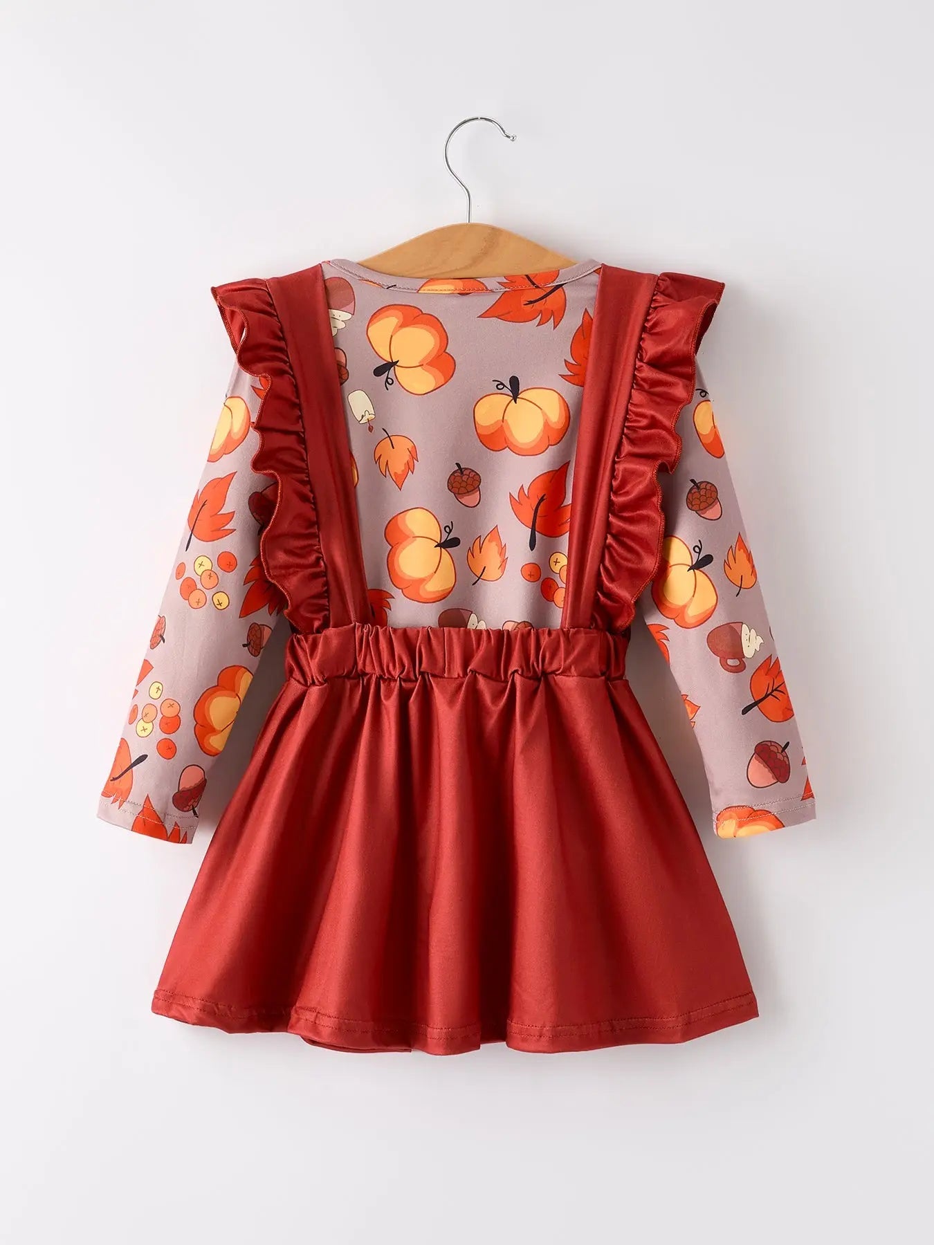 Charming Thanksgiving Pumpkin Print Top with Corduroy Dress for Girls Rylee Faith Designs