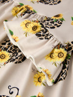 Fall Pumpkin Leopard Print Autumn Girls Ruffle Two-Piece Dress by Rylee Faith Designs