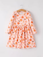 Rylee Faith Designs Fall Thanksgiving and Halloween Pumpkin Maple Leaf Drink Print Two Piece Dress - Apparel & Accessories > Clothing > Dresses Dress
