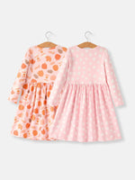 Rylee Faith Designs Fall Thanksgiving and Halloween Pumpkin Maple Leaf Drink Print Two Piece Dress - Apparel & Accessories > Clothing > Dresses Dress
