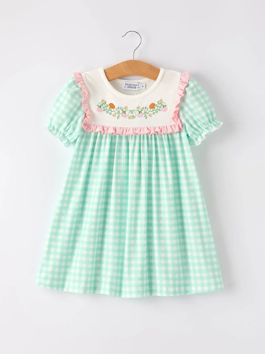 Charming Girls Dress with Embroidered Pumpkin Flowers for Fall Celebrations Rylee Faith Designs