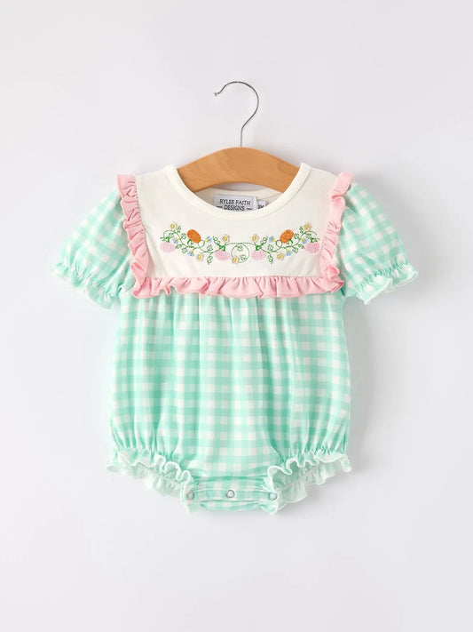 Charming Girls Romper with Embroidered Pumpkins for Thanksgiving Celebrations Rylee Faith Designs