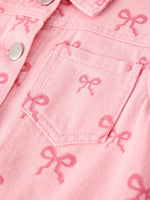 Rylee Faith Designs Charming Pink Butterfly Print Denim Top for Stylish Fall Girls - Apparel & Accessories > Clothing > Outerwear > Vests Top
