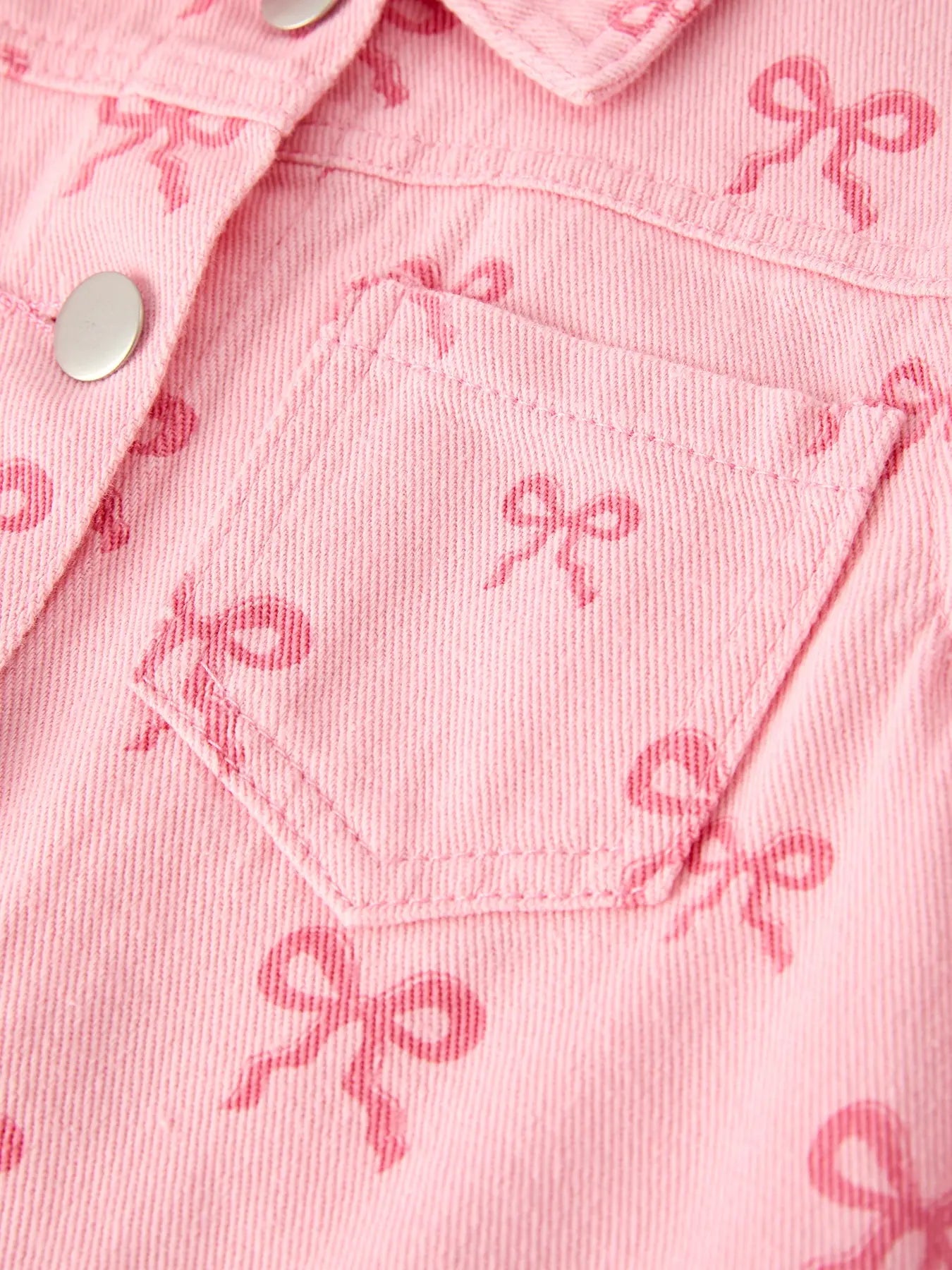 Charming Pink Butterfly Print Denim Top for Stylish Fall Girls Rylee Faith Designs