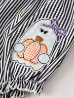 Rylee Faith Designs Festive Baby Girl Romper with Trick Or Treat Embroidery for Halloween Fun - Apparel & Accessories > Clothing > Baby & Toddler Clothing > Baby One-Pieces Romper