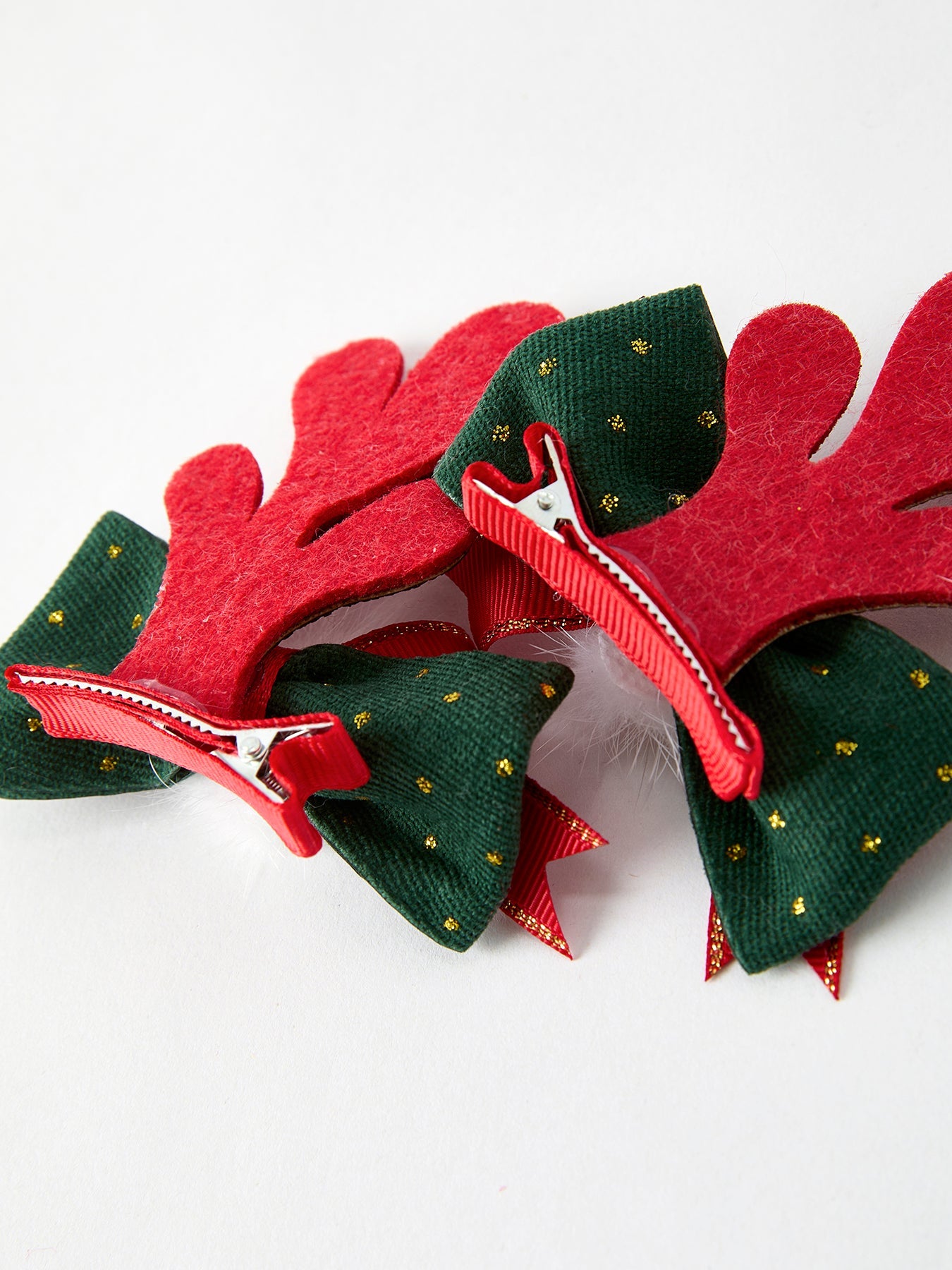 Christmas Elk Pom Pom Girls Hair Clip by Rylee Faith Designs