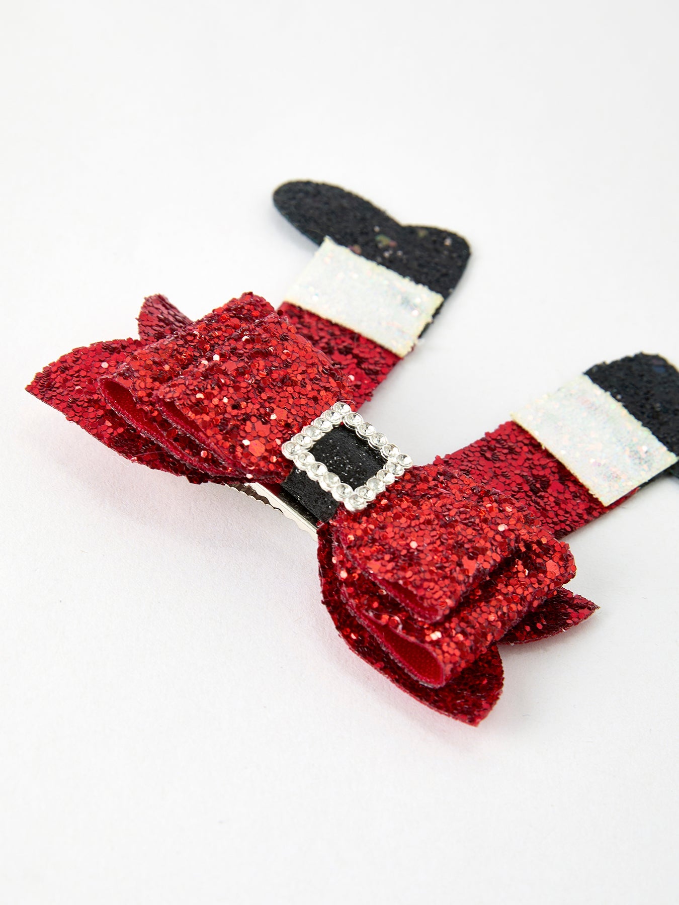Christmas Red Sequined Zirconia Bow Hairpin by Rylee Faith Designs
