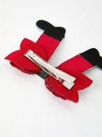 Christmas Red Sequined Zirconia Bow Hairpin by Rylee Faith Designs